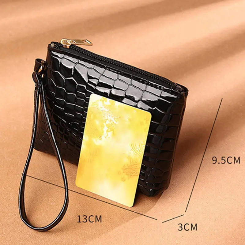 Женский мини-кошелек на молнии с крокодиловым узором однотонная сумка из