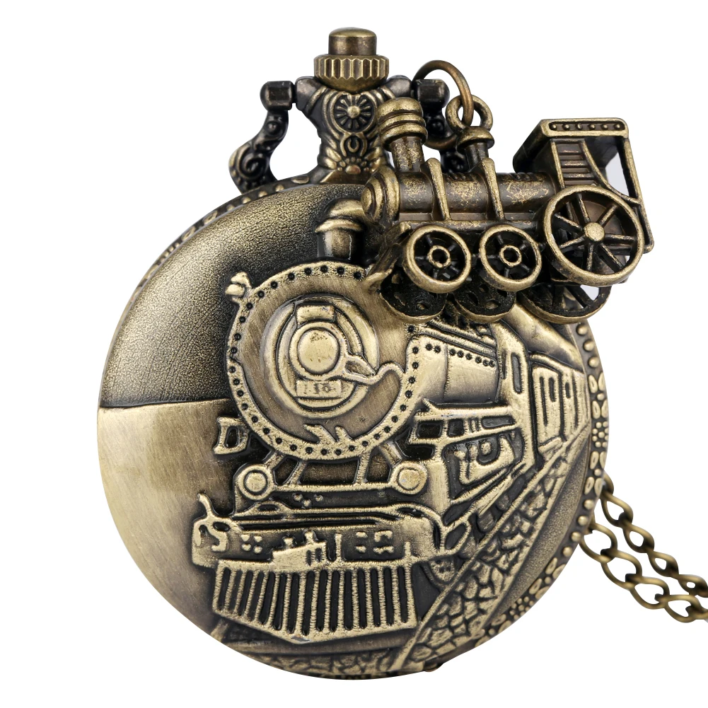 

Vintage Fashion Men's Pocket Watch with Chain Small Train Accessories Nostalgic Personality Pendant Clock Unique Souvenir Gifts