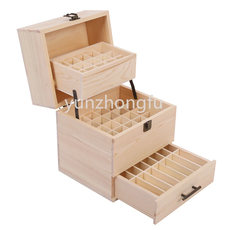 

59 Grid Level 3 Space Savings Wooden Storage Boxes Case Essential Oil Storage Case box Multi-Tray Organizer Large Organizers