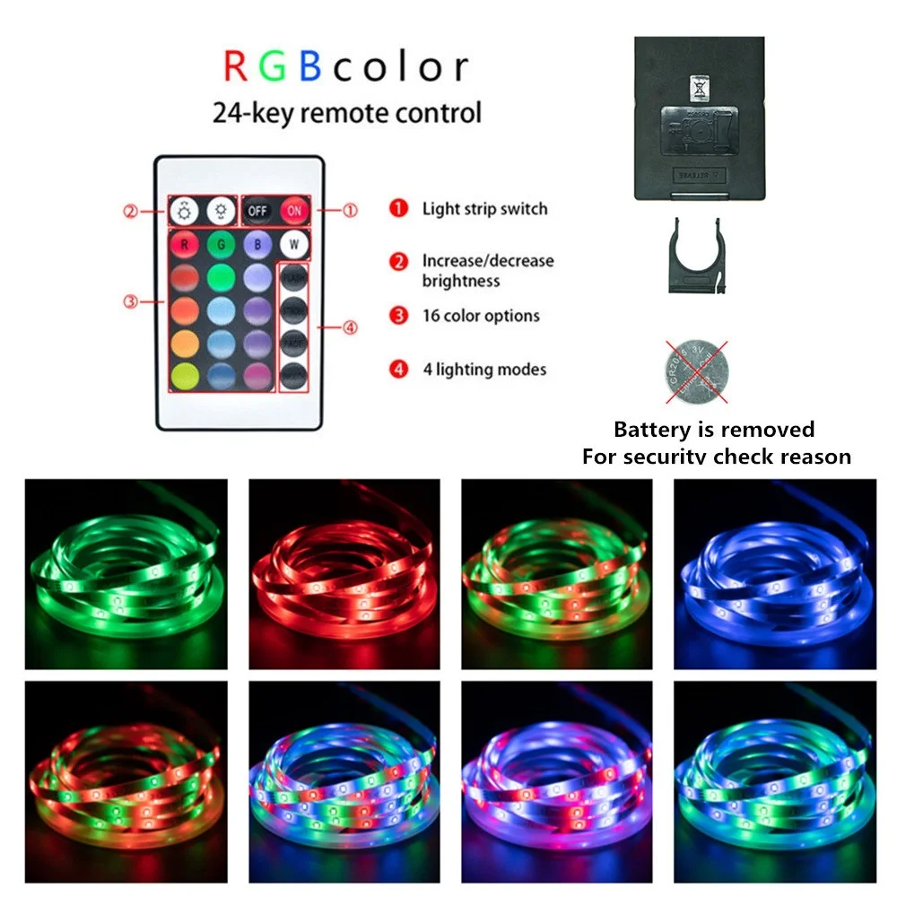 Светодиодная лента освещения для телевизора цветной RGB 5050 USB 24 кнопки