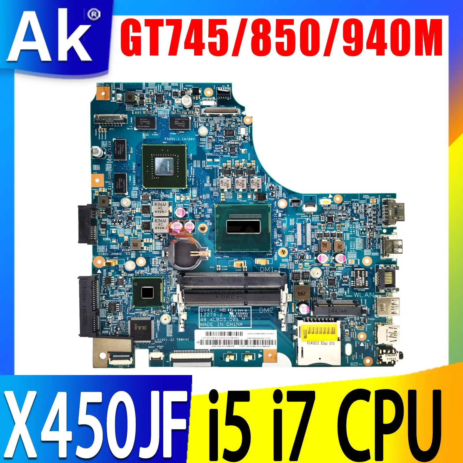 Материнская плата ASUS X450J для ASUS X450JB X450JF A450J SV41JV X450JN материнская плата для ноутбука с процессором I5 I7 GT745M GT850M GT940M