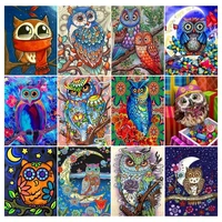 ruopoty owl coloring by number acrylic painting by numbers for adults animal hand painted kits unique gift home decor