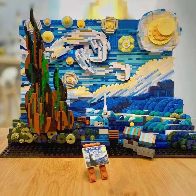 

The Starry Nigh 3001 2316pcs MOC Art Painting Building Blocks Bricks Model Educational Christmas Toys Gifts For Children