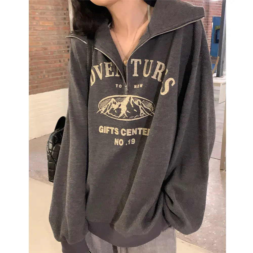 

Весна-Осень 2022 шикарная Толстовка в Корейском стиле с принтом в виде американского ретро алфавита свободный универсальный топ в студенческ...