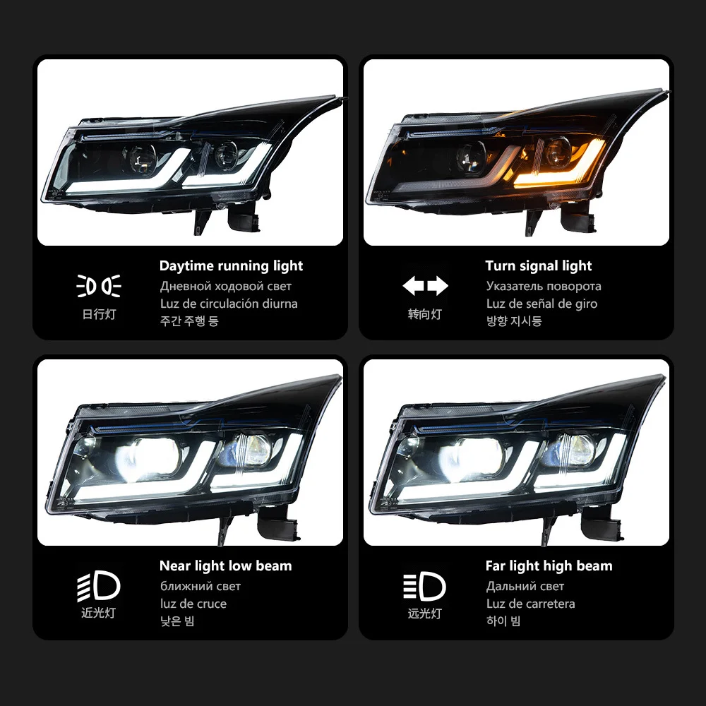 Фото Sewiyolin автомобильные светодиодные фары в сборе для Chevrolet Cruze 2009-2016 противотуманные фары DRL тормозной указатель поворота Plug and Play №3