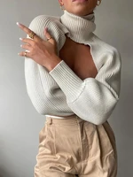 tossy autumn turtleneck sweater shrugs for women knit long sleeve tops pullover 2022 spring new casual crop top knitwear ladies