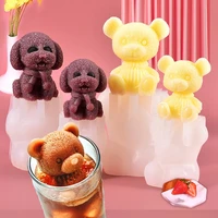 diy 3d ice cube maker little dog bear shape chocolate cake mould tray ice cream tool silicone mold