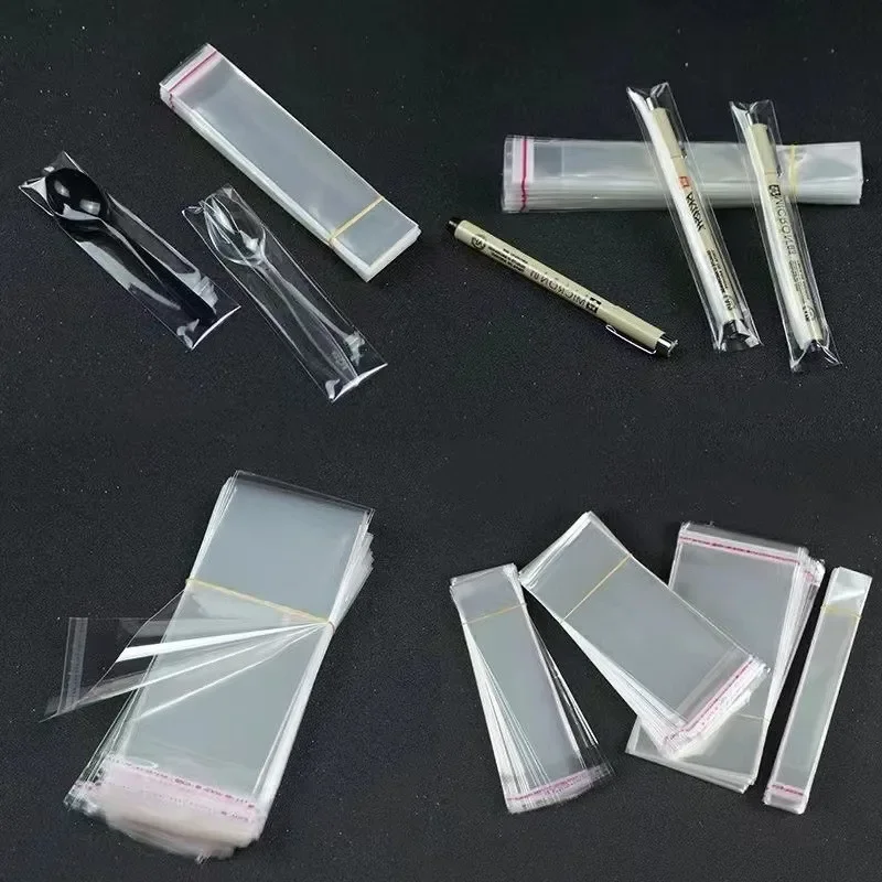 Фото 100Pcs OPP Self Adhesive Clear Plastic Bag Transparent Cellophane Bags Self Sealing for Jewelry Gift Cookie Candy Packaging №2