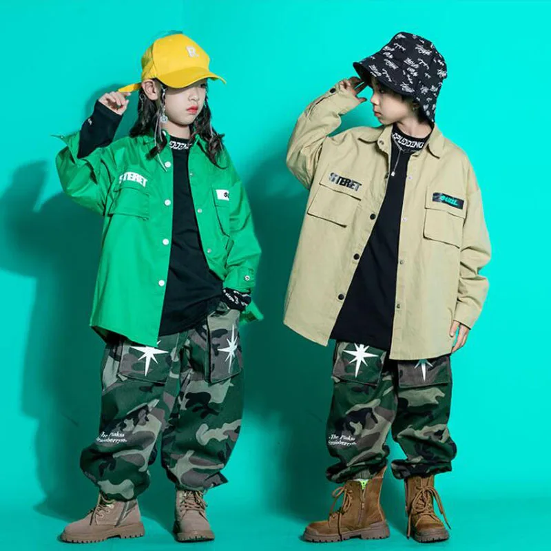 Детская одежда для показов в стиле хип-хоп рубашка шнура куртка камуфляжные