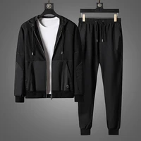 2021 mens casual sports suit hooded cardigan youth plus size running sportswear two piece suit