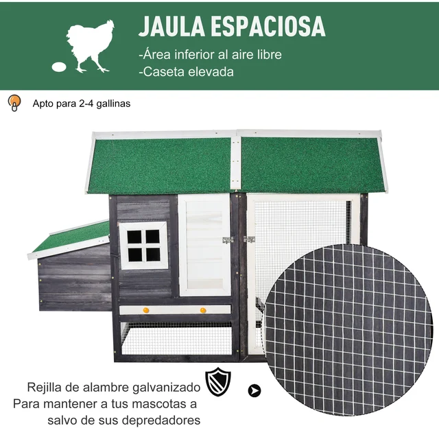 Gallinero para exterior de acero PawHut 200x165,5x103 cm negro