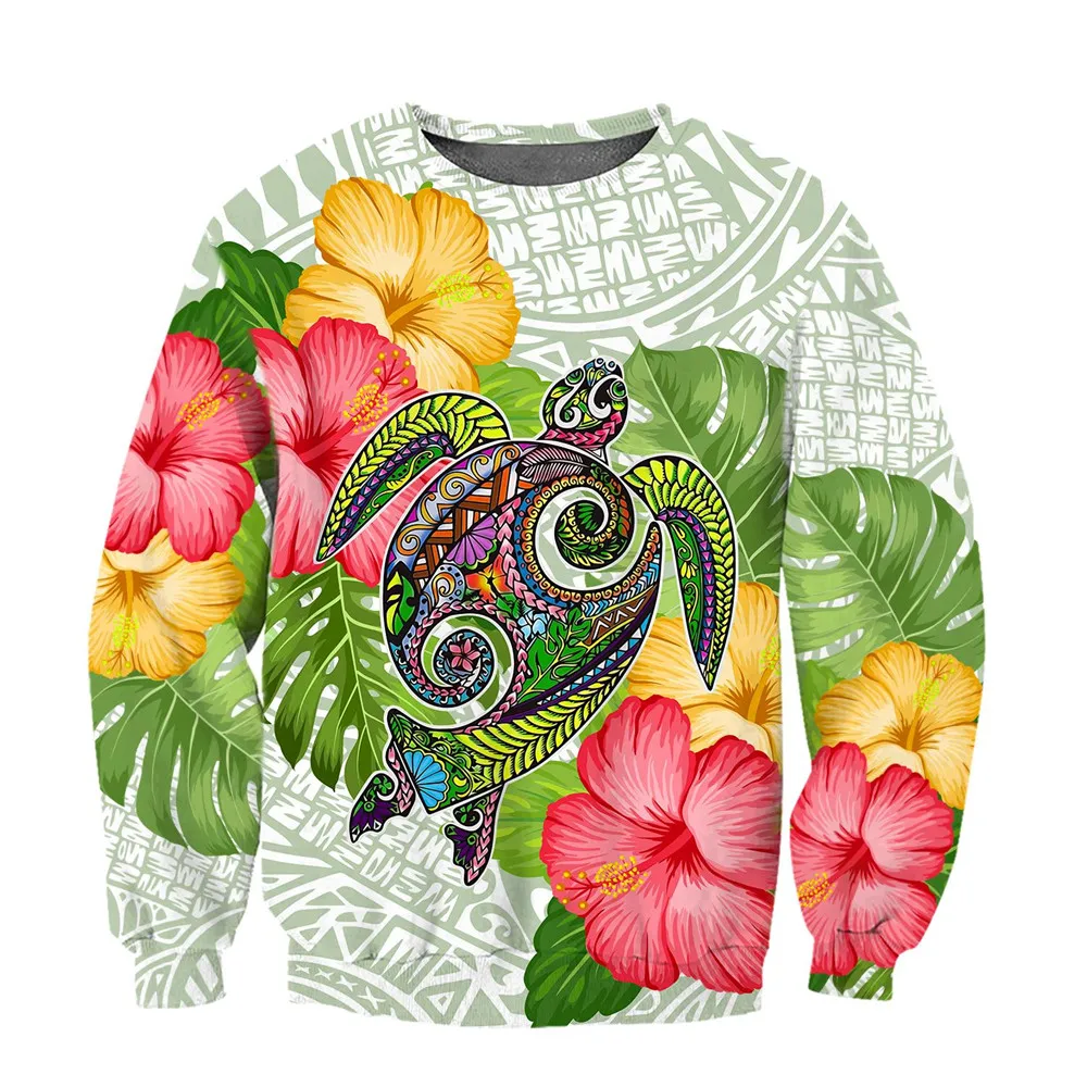 

CLOOCL Polynesian Sweatshirts Amazing Turtle Sportshirts Polyester 3D Over Printed Tops Men For Women Clothing Dropshipping