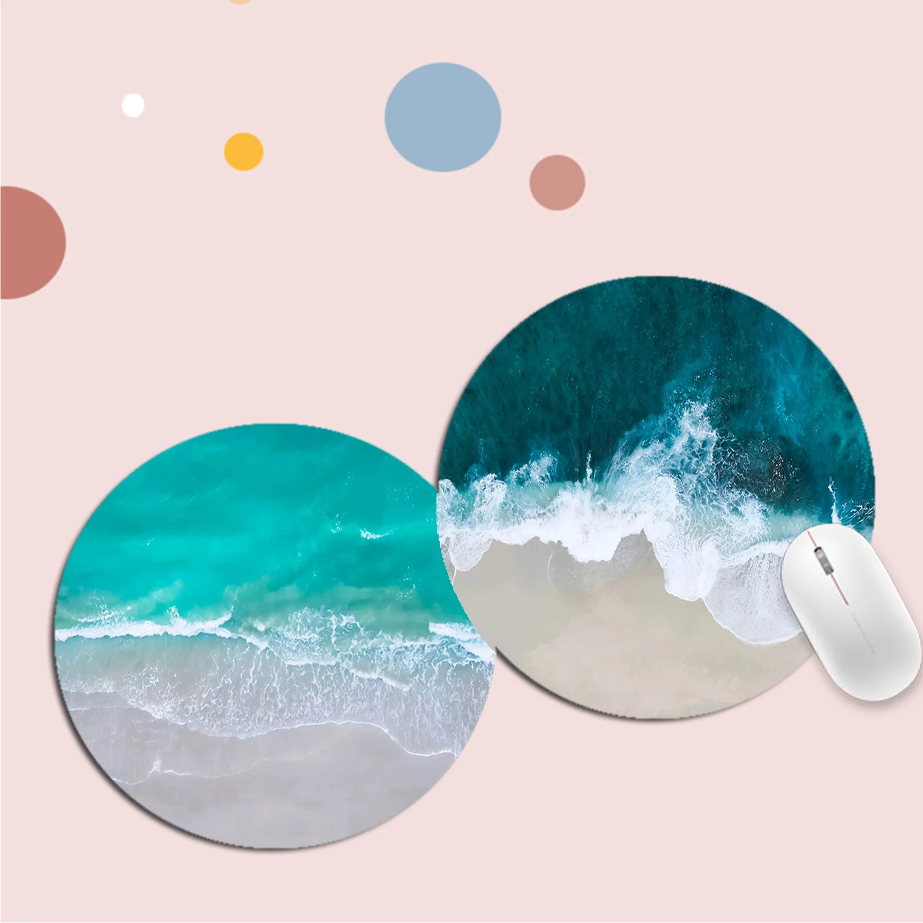 

Waves Beach Mousepad 22x22cm Round Big Promotion Table Mat Student Mousepad Computer Keyboard Pad Games Pad for PC Desk Pad