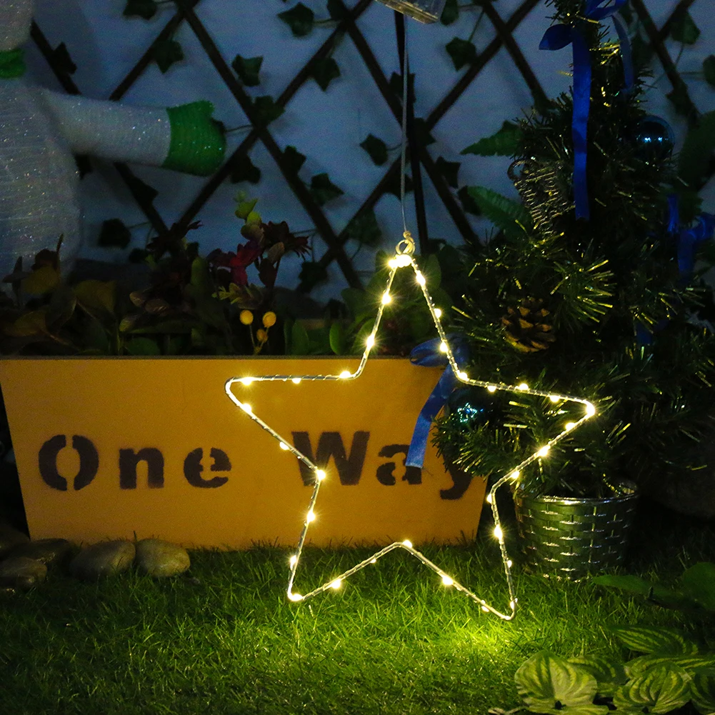 

LED Star Illumination String Battery Operated Pentagram Lights Hanging Ornaments Waterproof Atmosphere Props for Xmas Tree Party