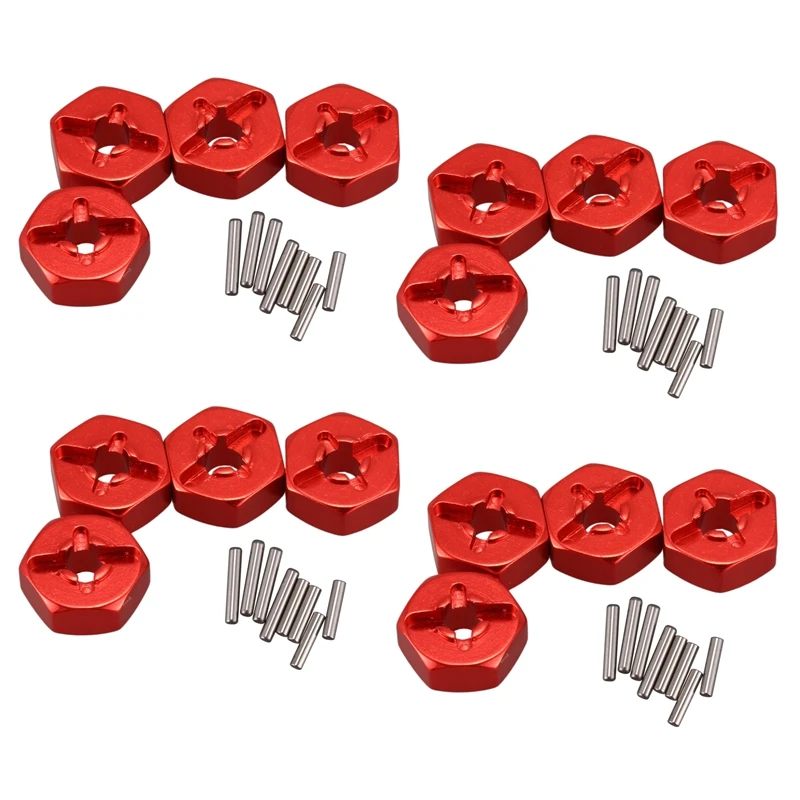 

16X Aluminum Alloy 12Mm Combiner Wheel Hub Hex Adapter Upgrades For Wltoys 144001 1/14 RC Car Spare Parts,Red
