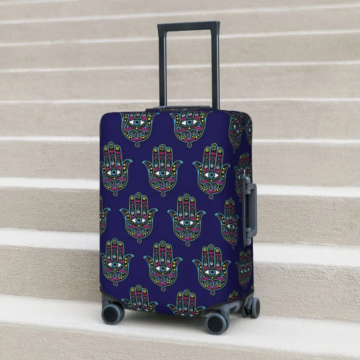 

Hamsa Hand Print Suitcase Cover Hand of Fatima Travel Flight Useful Luggage Accesories Protection