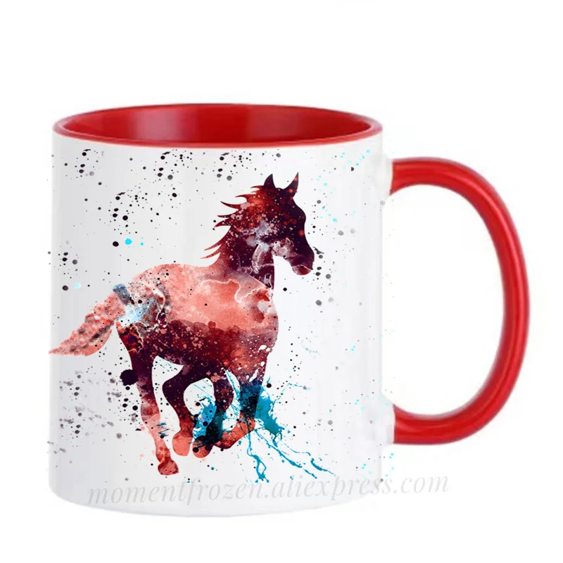

Watercolor Horse Cups Cafe Caffeine Cocoa Coffee Mugs Tea Mugen Friend Gifts Home Decal Milk Tableware Coffeeware Beer Drinkware