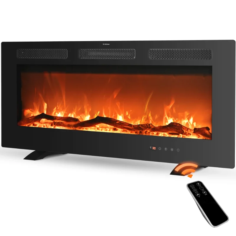 

42" 1500-Watt Freestanding/Wall-Mounted Electric Fireplace Heater, Black Fireplace Heater
