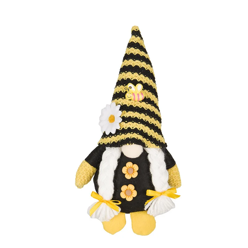 

Cross-Border New Arrival Bee Day Knitted Hat Little Daisy Rudolf Doll Harvest Season Faceless Doll Home Decorations