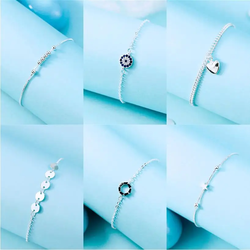 

Thick Sterling Silver Color Anklets for Women Foot Leg Chain Link Eyes Bracelet Beach Fashion Accessories Jewelry for Female