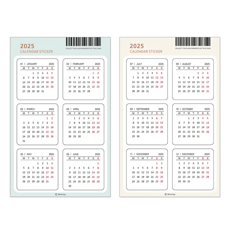 

Цветные наклейки для календаря 2026 года Fromthenon