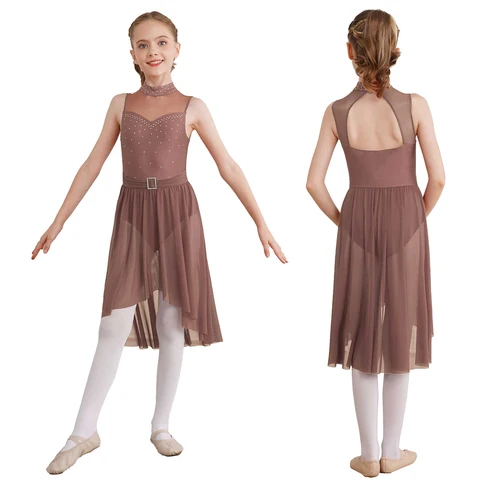 Детские Девушки балетное гимнастическое платье стразы современный зеркальный женский комбинезон