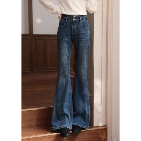 Женские джинсы ALXNAN темно-синие flared