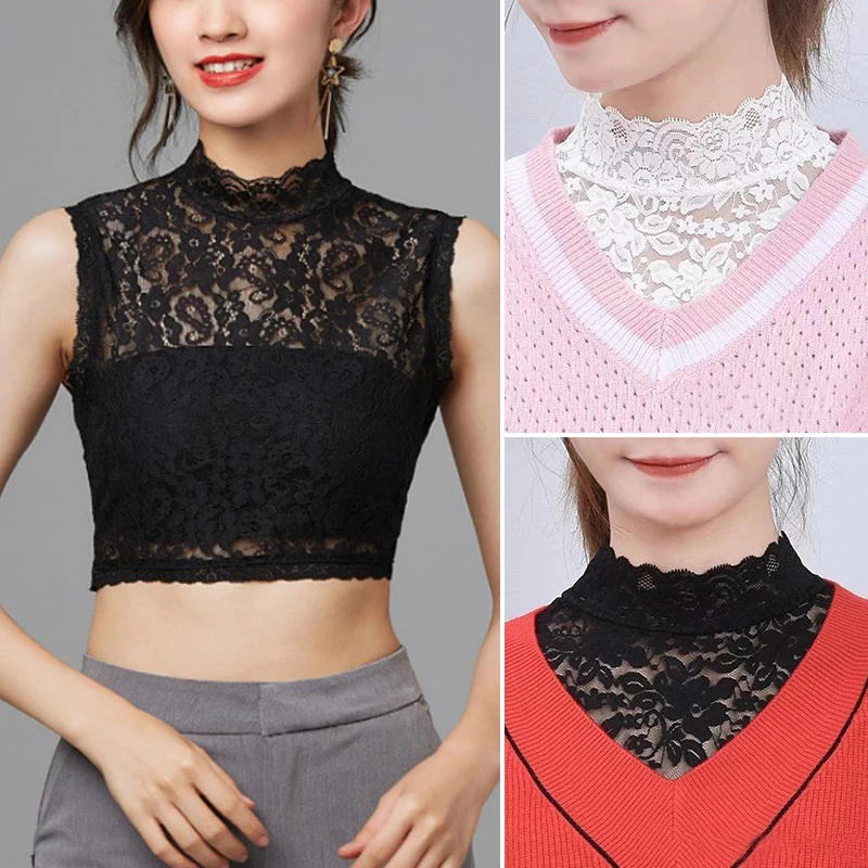 

Vintage Lace Floral Waistcoat Detachable False Collar Lace Vest Basic Tops Women'S Shirt False Collar Clothes Accessories