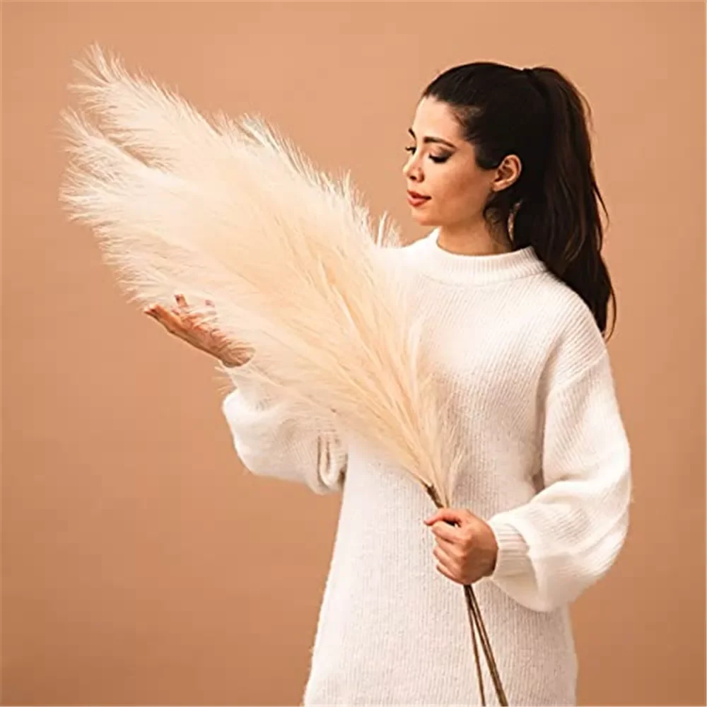

1PC Pampas Grass Artificial Bulrush Flowers Vase Fake Plants Wedding Flower Bouquet Decoration For Home Party Decor Accessories