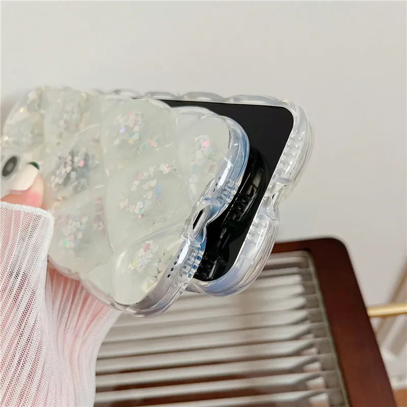 Прозрачный чехол для телефона с 3d-изображением кубика льда и блестками iPhone 13 12 11Pro