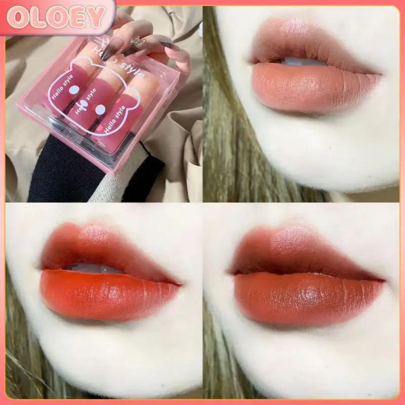 

ELECOOLPink Tube Lip Gloss Set Matte Red Tint For Lips Makeup LongLasting Velvet Lipgloss Waterproof Lipstick Kit Cosmetic