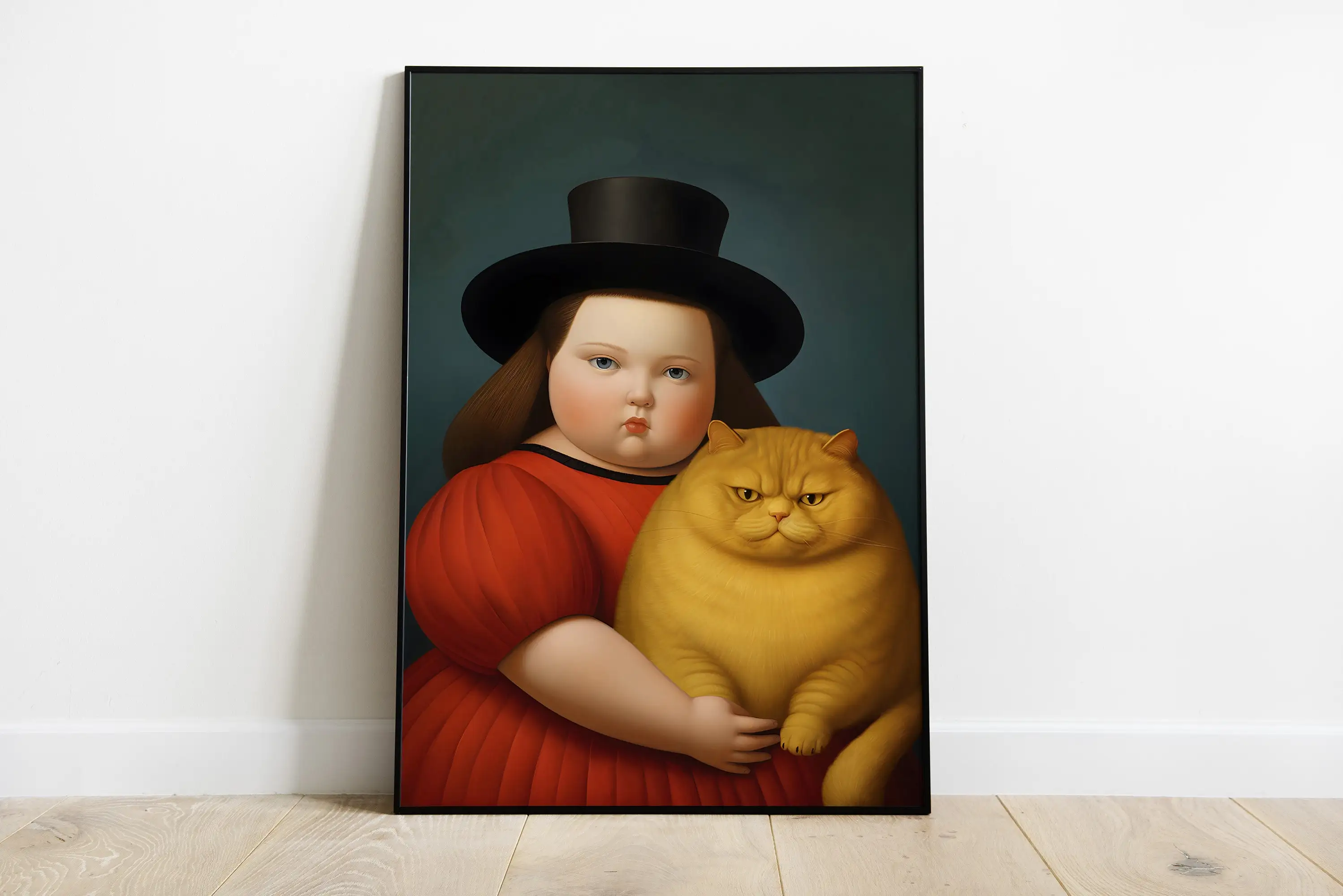 Настенный плакат &quotBotero Ballet Pink Dress Body Comedic Funny Fat Ginger Cat Boy&quot
