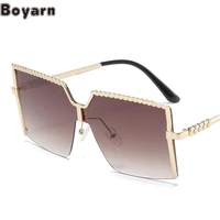 boyarn fashion rimless one piece sunglasses womens uv400 shades colorful ocean film gradient sunglasses fashion beach glasses