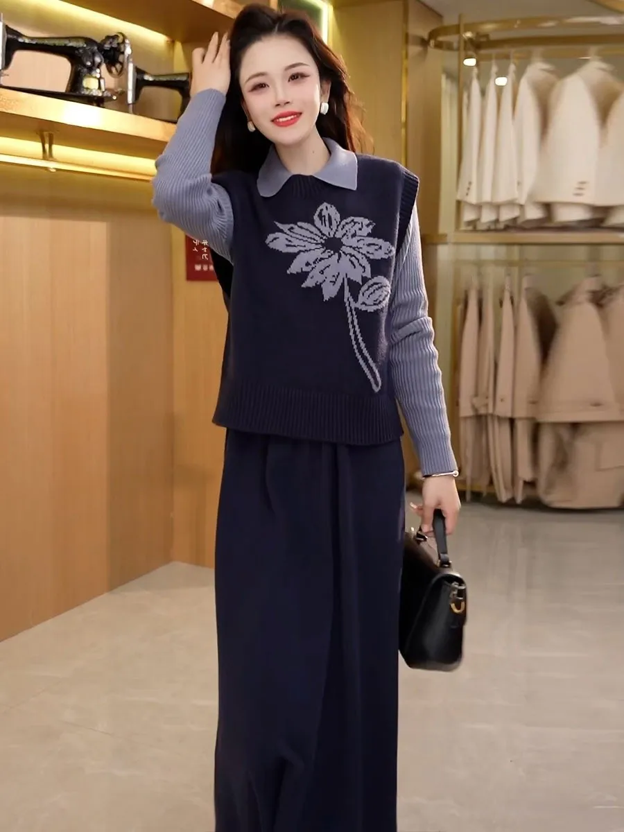 Жилет платье-жилет комплект из двух предметов новинка 2024 осень и зима элегантное