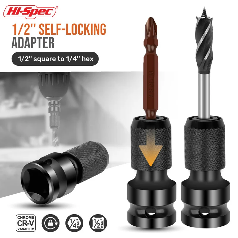 Hi-Spec ударный гаечный ключ, торцевой адаптер 1/2 квадратный на 1/4 шестигранный трещотка, Набор торцевых ключей, конвертер привода, быстроразъемный инструмент 50 мм