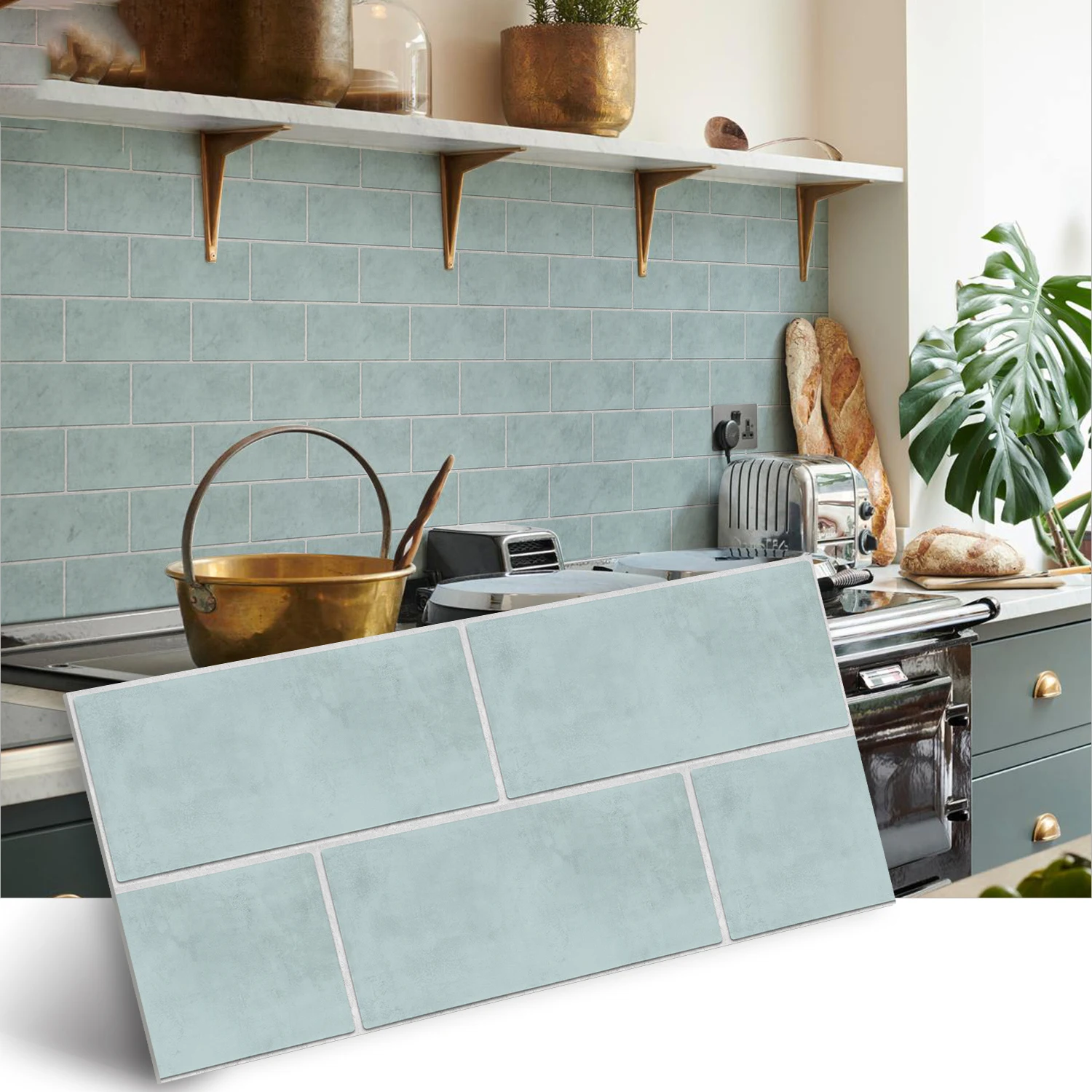 

Alwayspon Vinyl base plate Wall tile decal, Non slip adhesive back tile Decal kitchen bathroom self adhesive peel and paste PVC