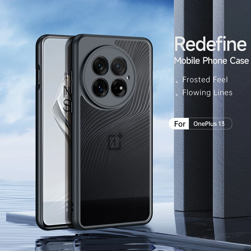 Чехол для OnePlus 13 устойчивый к падению жесткий ПК + ТПУ прозрачный матовый чехол