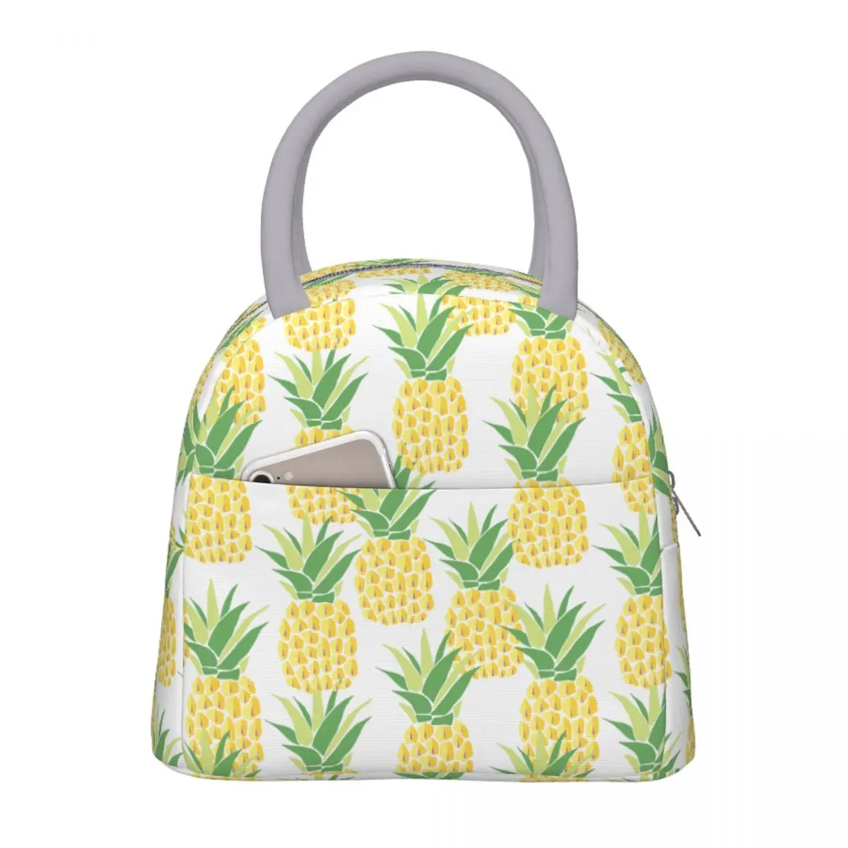 Lunch Bags for Women Kids Pineapple Insulated Cooler Portable School Canvas Tote Food Storage Bags