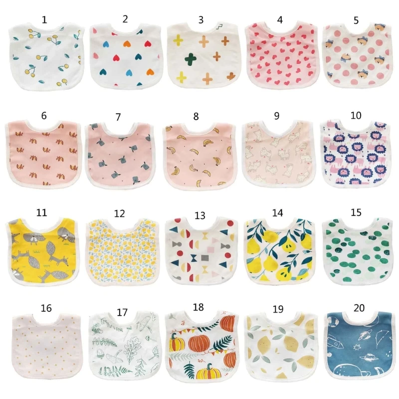Baby Printed Bib Cotton Burp Cloths Adjust Snap Button Bibs Neck Scarf Thick Bibs Infant Nursing Bibs Feeding Supplies