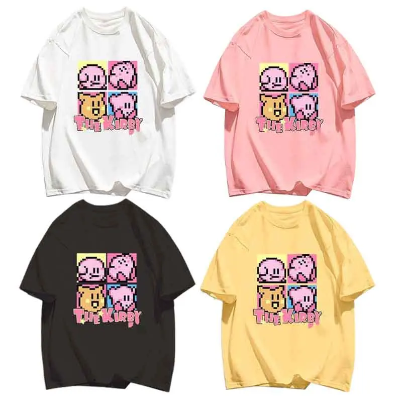 Star Kirby Anime Cute Printing Children Top Half Sleeve Kawaii Cartoon Girl Summer Clothing T-shirt Short Sleeve Bottoming Shirt