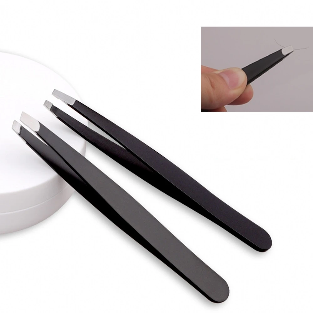 

1.2 Thick Stainless Steel Tweezers Positive Oblique Mouth Eyebrow Clip Repair Eyebrow Clip Beveled Eyebrow Plucking Makeup Tools