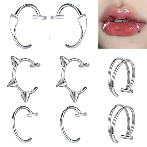 Набор из 8 колец для губ из нержавеющей стали