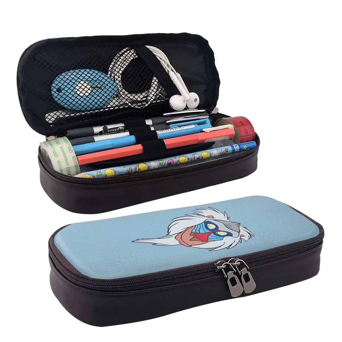 

Rafiki Leather Pencil Case Zipper Pencil Box Stationery Pen Pouch for Boys Girls School Students Work Office