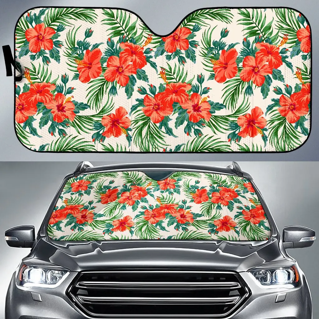 

Tropical Hibiscus Blossom Pattern Print Car Sun Shade