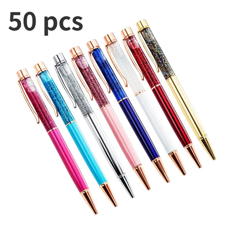 

50 pcs Creative Gold Foil Oil Pen Crystal Pen Metal Gift Pen Souvenir Custom LOGO Text Engraving