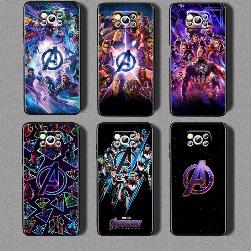 

Marvel Avengers Logo For Xiaomi Civi Mi Poco X3 NFC F3 GT M4 M3 M2 X2 F2 Pro C3 F1 Silicone Shell Capa Black Phone Case