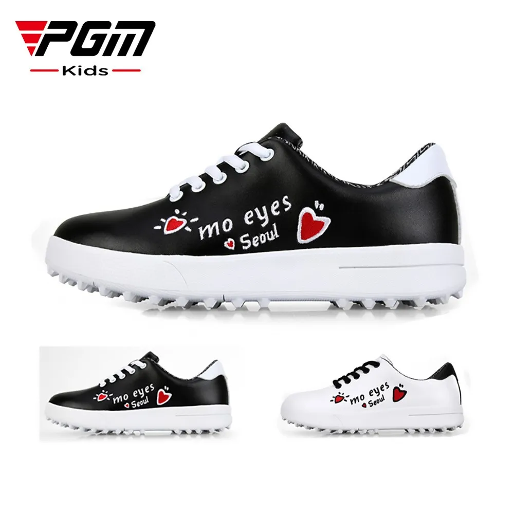 

PGM Girl Boy Graffiti Golf Shoes Spikeless Anti Slip Waterproof Breathable Lace-up Casual Sneakers Sports White Black Shoes