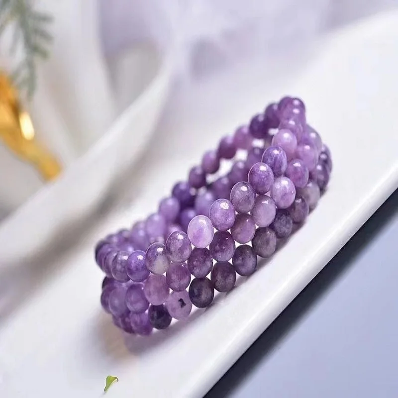 

6mm Natural Plum Tourmaline Three Times Bracelet Chakra Healing Reiki Home Decoration Stone Beads Bracelets