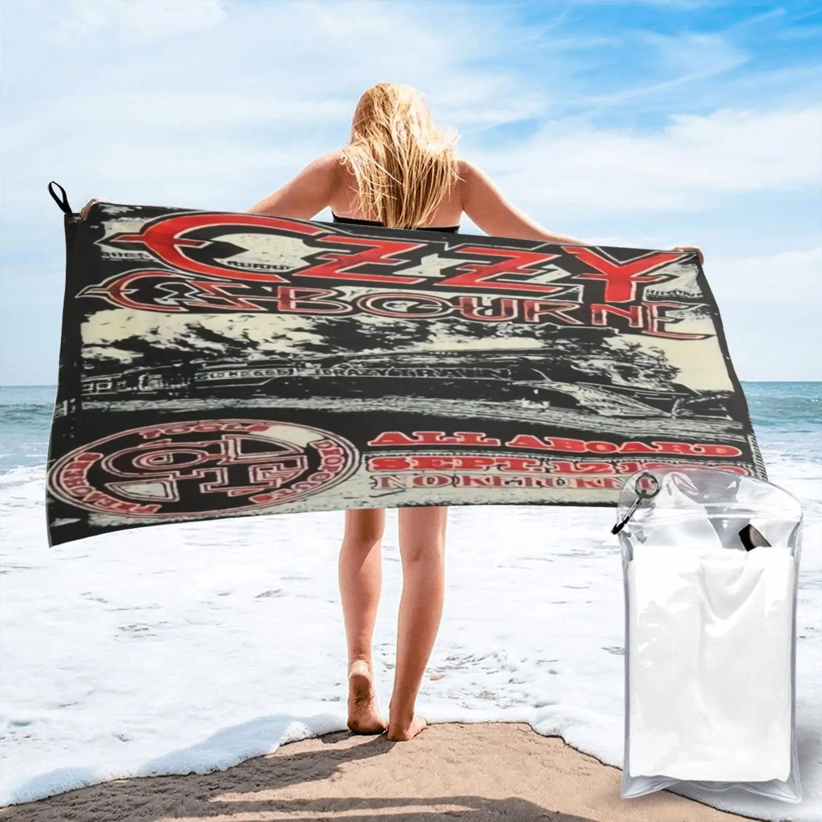 

Ozzy Osbourne Crazy Train Of Ozz Beach Towel Bath And Shower Towel For The Beach Sea Beach Towel Hand Towel Strandlaken Towels