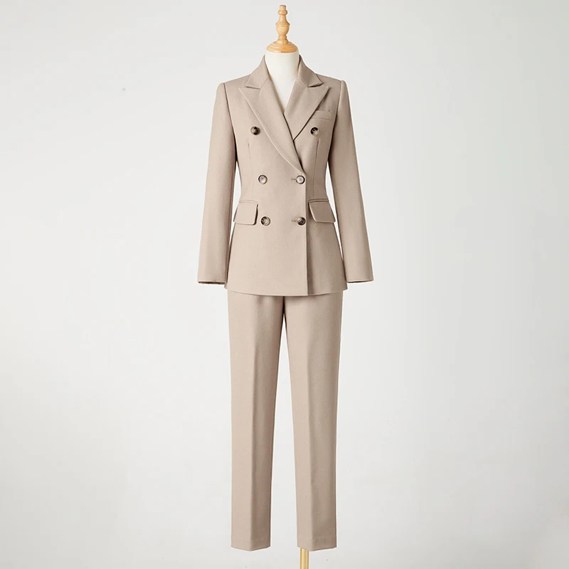 

Женский офисный комплект из двубортного блейзера, весна-осень 2023